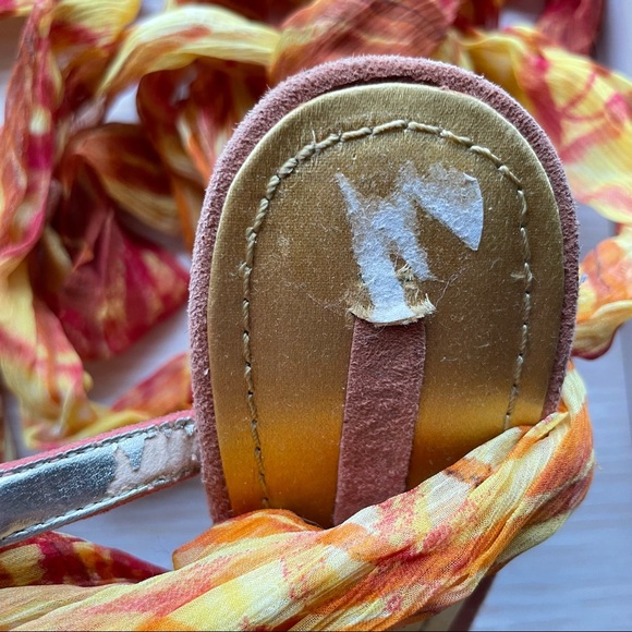 Nine West Jennica orange and yellow lace up heel sandal size 5.5 - Picture 11 of 15